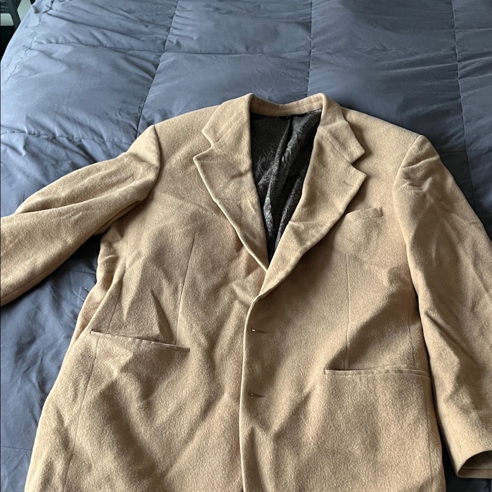 Bill Blass Paisley Print Jacket in Red and Gray Camel Hair